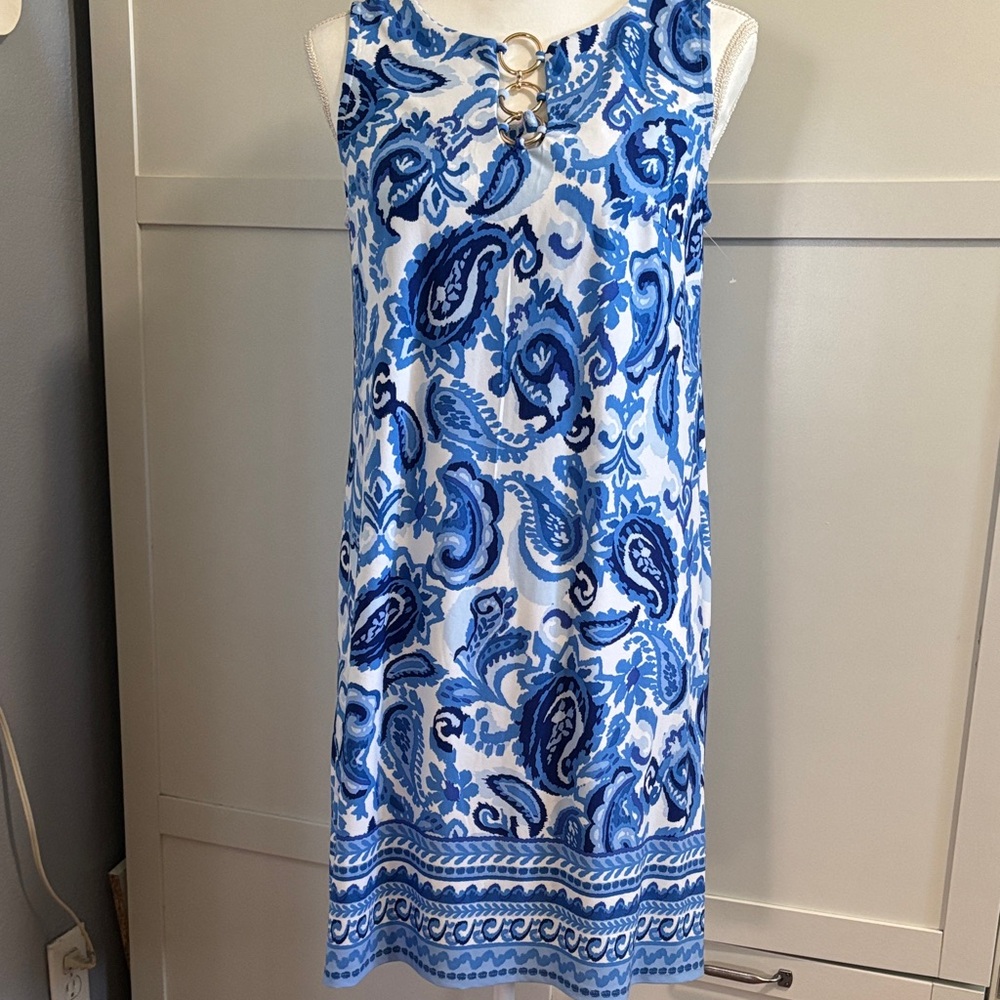 MSK Blue and White Paisley Maxi Dress